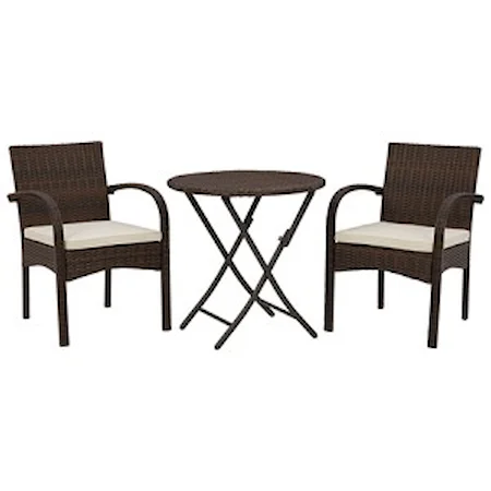 3-Piece Folding Bistro Table & Chairs with Cushion Set